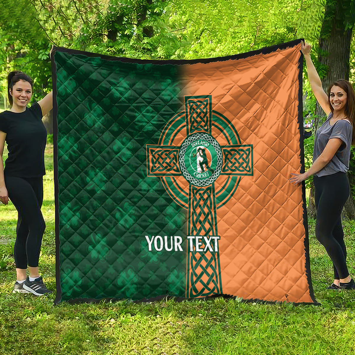 Custom Ireland Cricket Quilt 2024 Celtic Shamrock Go Champions - Wonder Print Shop