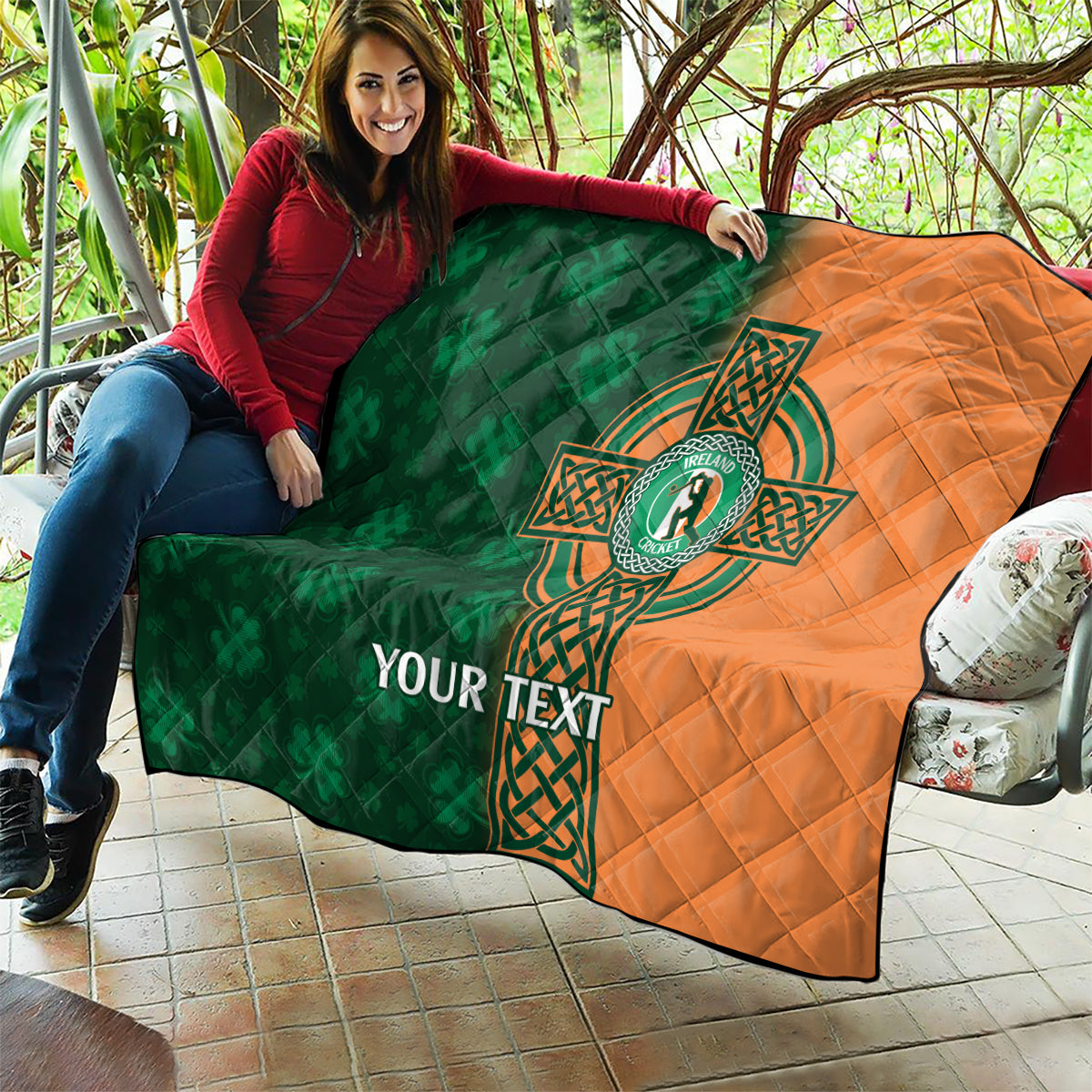 Custom Ireland Cricket Quilt 2024 Celtic Shamrock Go Champions - Wonder Print Shop