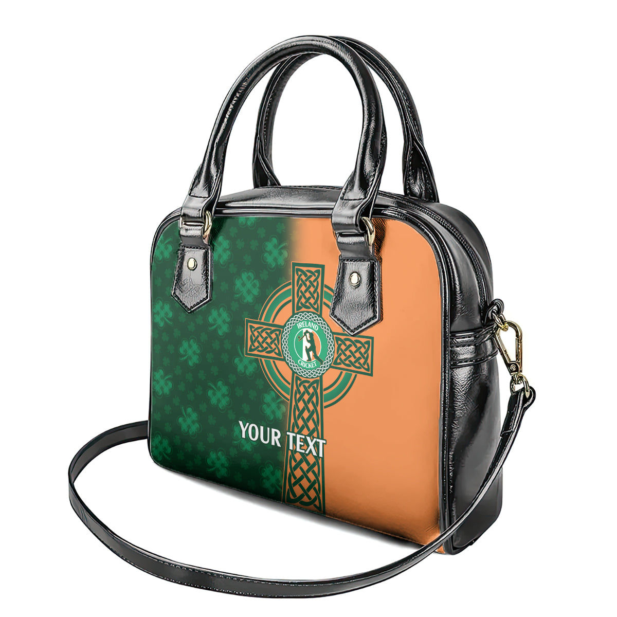 Custom Ireland Cricket Shoulder Handbag 2024 Celtic Shamrock Go Champions