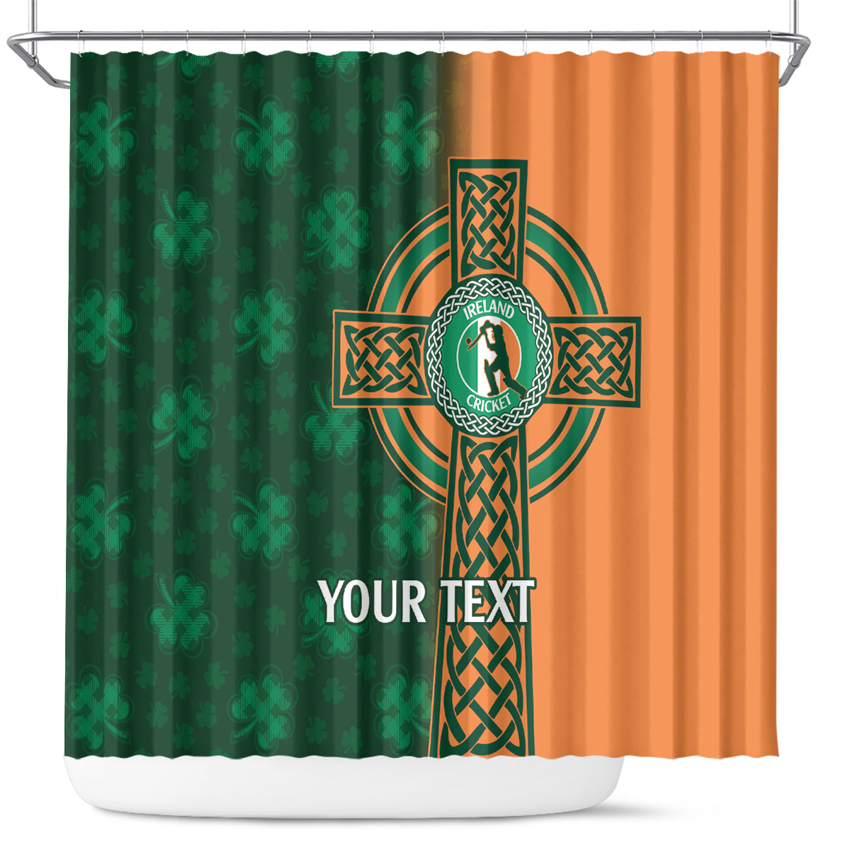 Custom Ireland Cricket Shower Curtain 2024 Celtic Shamrock Go Champions