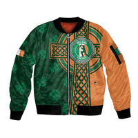 Custom Ireland Cricket Sleeve Zip Bomber Jacket 2024 Celtic Shamrock Go Champions - Wonder Print Shop