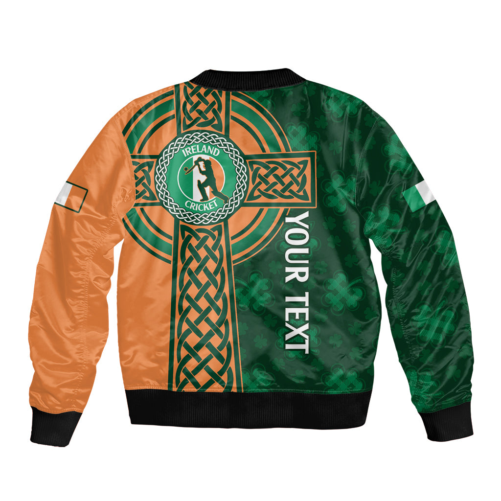 Custom Ireland Cricket Sleeve Zip Bomber Jacket 2024 Celtic Shamrock Go Champions - Wonder Print Shop