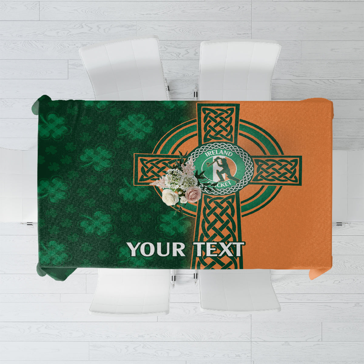 Custom Ireland Cricket Tablecloth 2024 Celtic Shamrock Go Champions - Wonder Print Shop