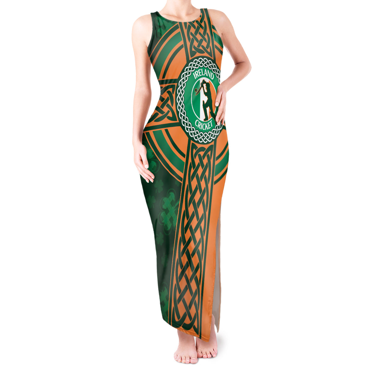 Custom Ireland Cricket Tank Maxi Dress 2024 Celtic Shamrock Go Champions - Wonder Print Shop