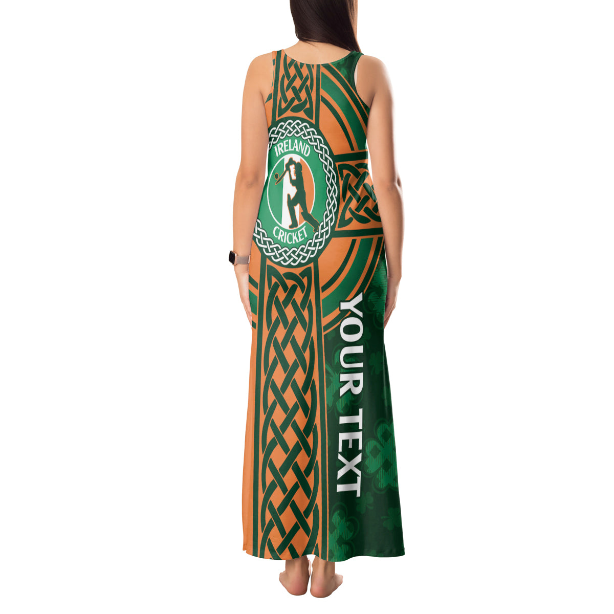 Custom Ireland Cricket Tank Maxi Dress 2024 Celtic Shamrock Go Champions - Wonder Print Shop