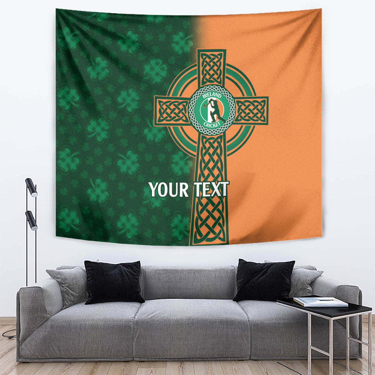 Custom Ireland Cricket Tapestry 2024 Celtic Shamrock Go Champions - Wonder Print Shop