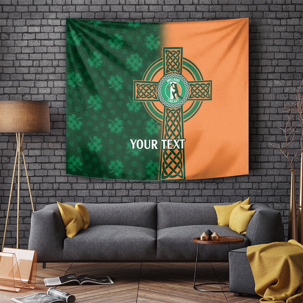 Custom Ireland Cricket Tapestry 2024 Celtic Shamrock Go Champions - Wonder Print Shop