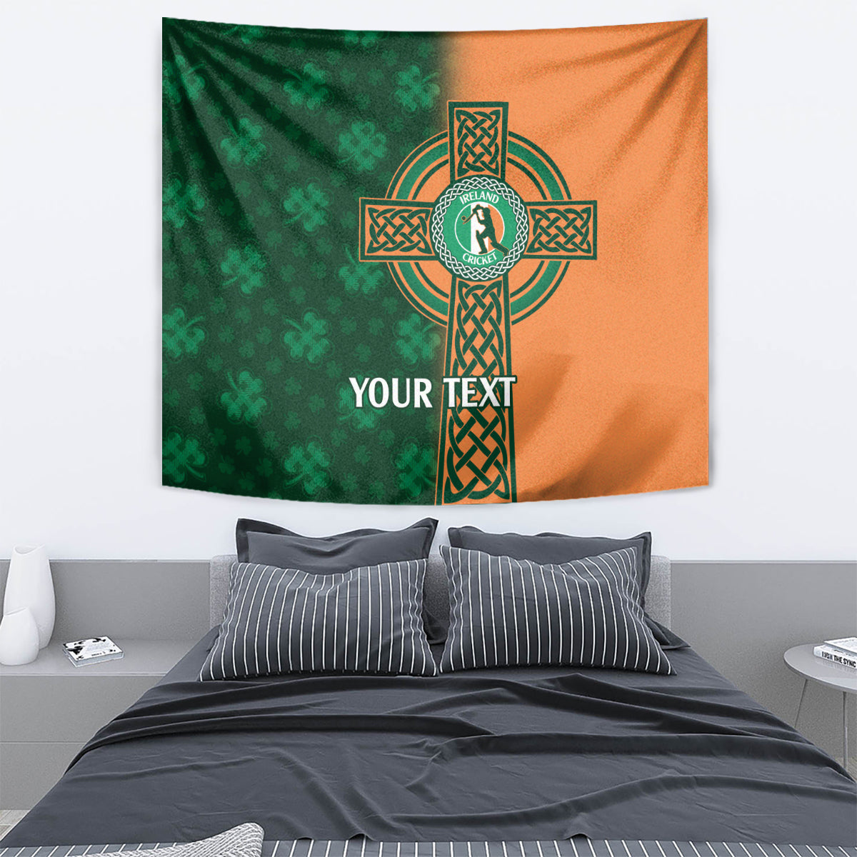 Custom Ireland Cricket Tapestry 2024 Celtic Shamrock Go Champions - Wonder Print Shop