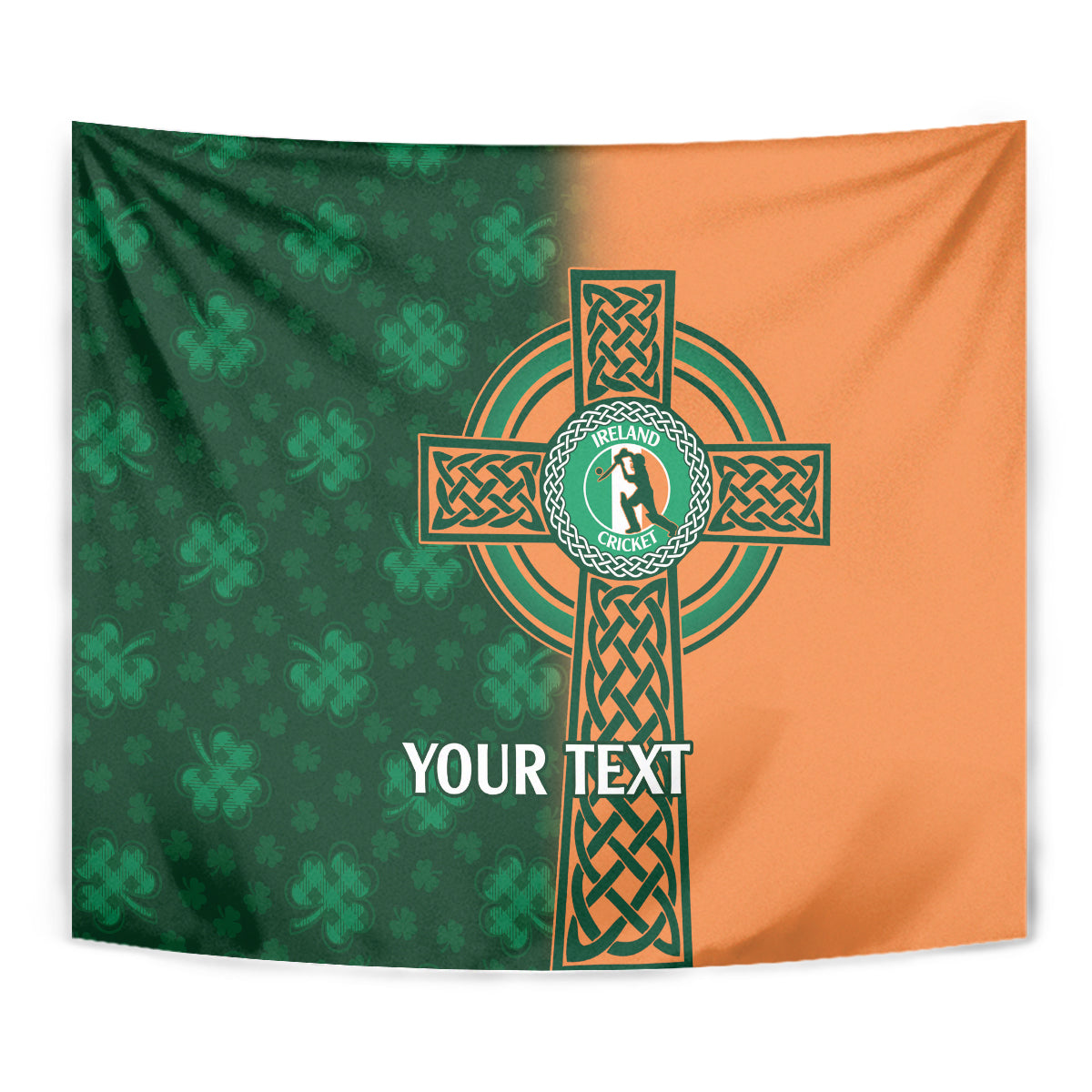 Custom Ireland Cricket Tapestry 2024 Celtic Shamrock Go Champions - Wonder Print Shop