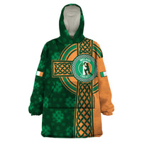 Custom Ireland Cricket Wearable Blanket Hoodie 2024 Celtic Shamrock Go Champions - Wonder Print Shop