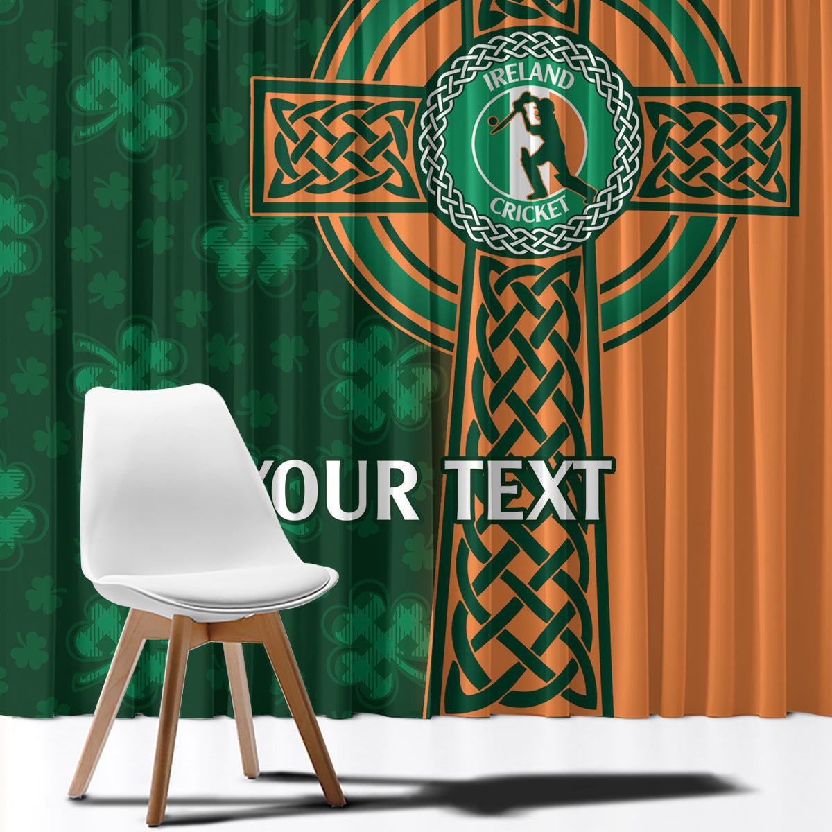 Custom Ireland Cricket Window Curtain 2024 Celtic Shamrock Go Champions - Wonder Print Shop