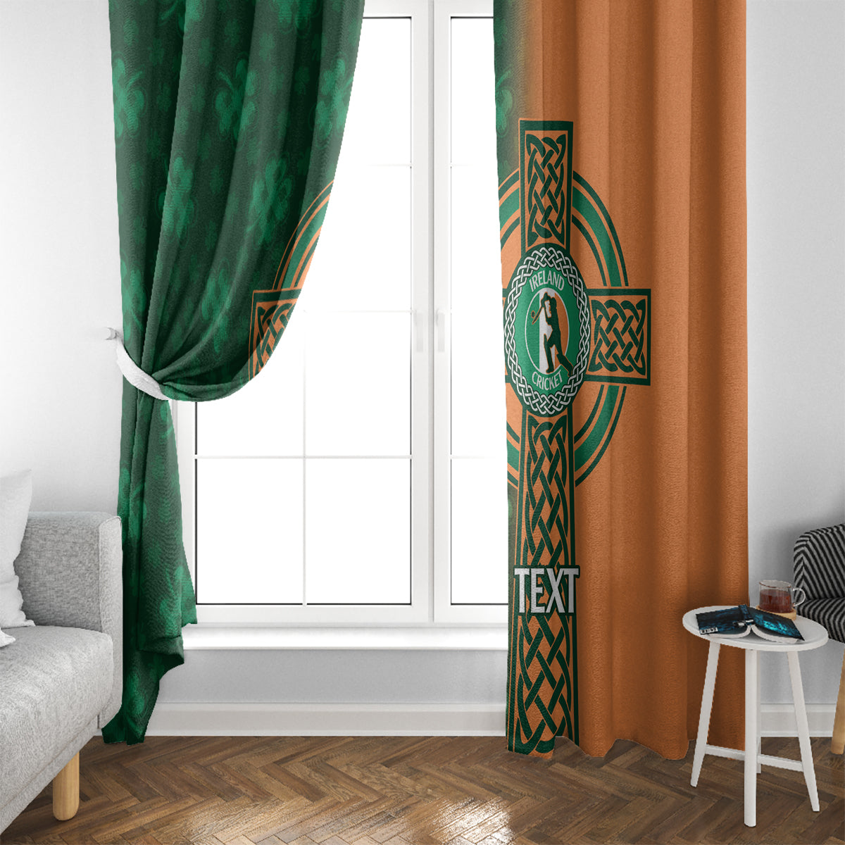 Custom Ireland Cricket Window Curtain 2024 Celtic Shamrock Go Champions - Wonder Print Shop