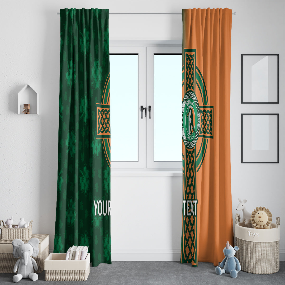 Custom Ireland Cricket Window Curtain 2024 Celtic Shamrock Go Champions - Wonder Print Shop