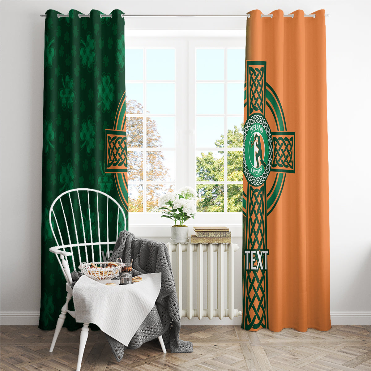 Custom Ireland Cricket Window Curtain 2024 Celtic Shamrock Go Champions - Wonder Print Shop