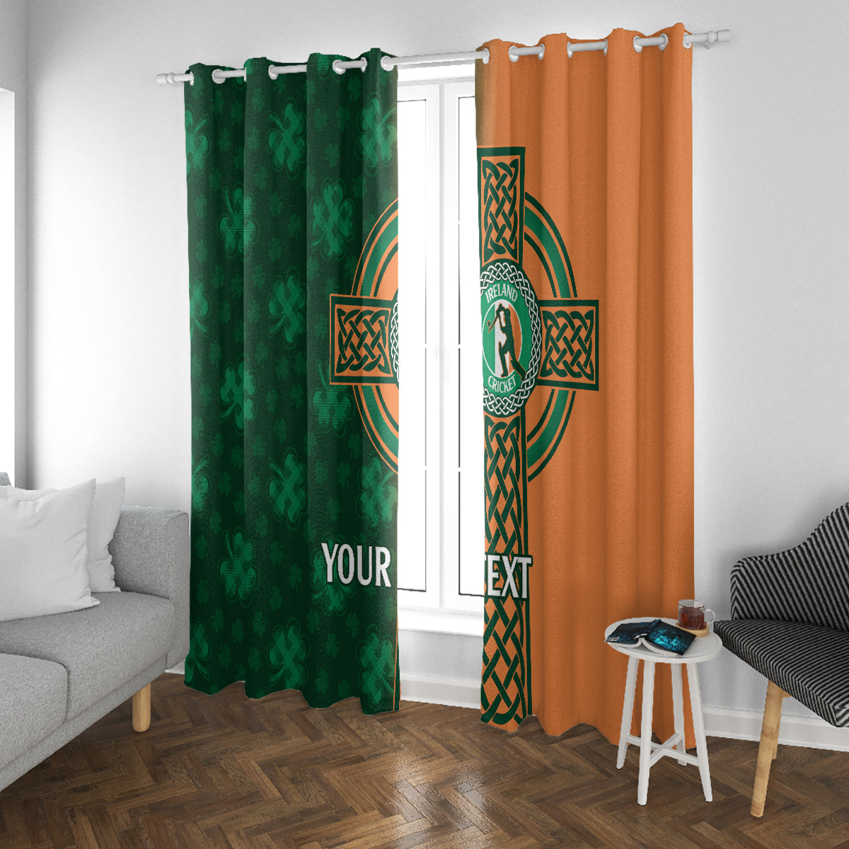 Custom Ireland Cricket Window Curtain 2024 Celtic Shamrock Go Champions - Wonder Print Shop