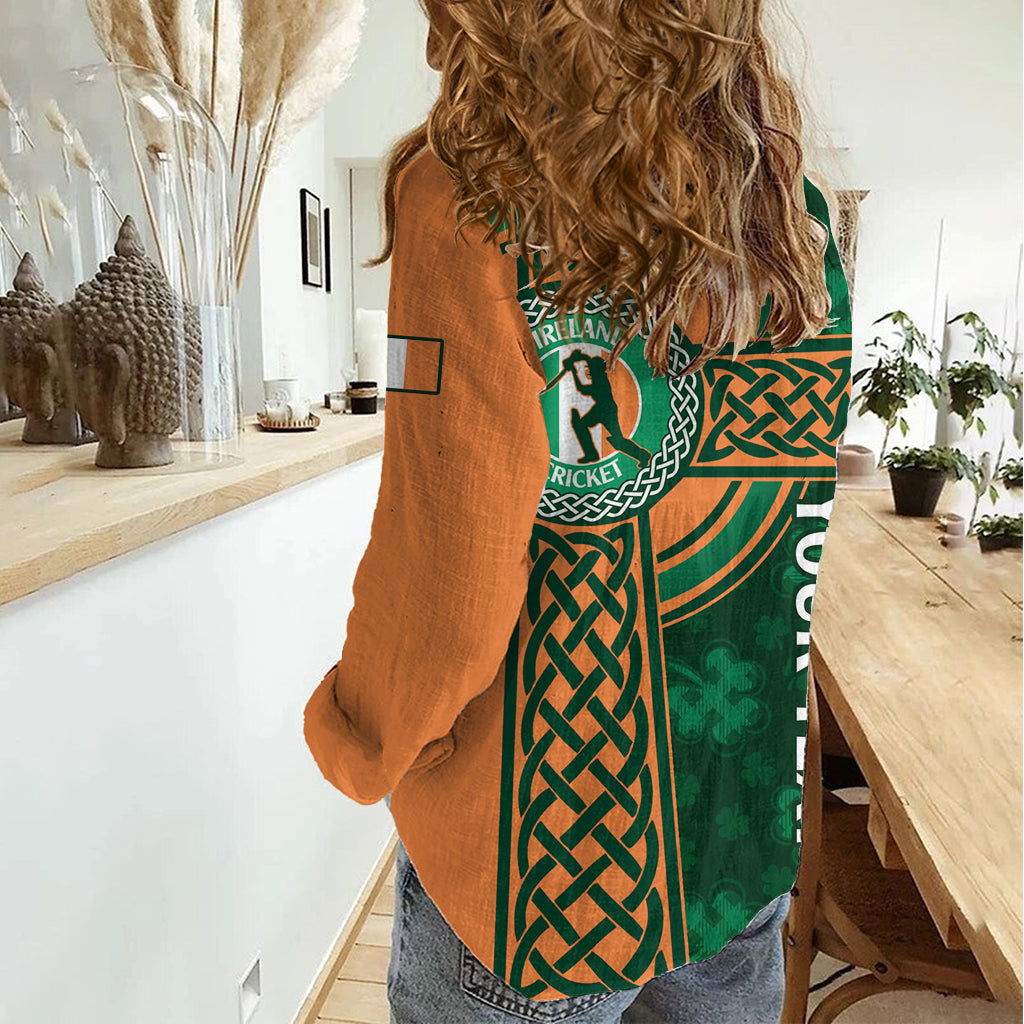 Custom Ireland Cricket Women Casual Shirt 2024 Celtic Shamrock Go Champions - Wonder Print Shop