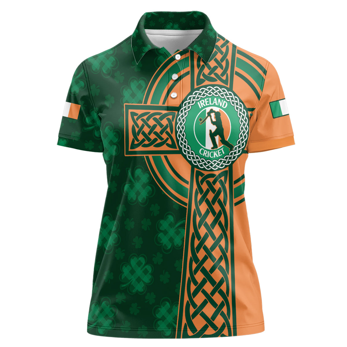 Custom Ireland Cricket Women Polo Shirt 2024 Celtic Shamrock Go Champions - Wonder Print Shop