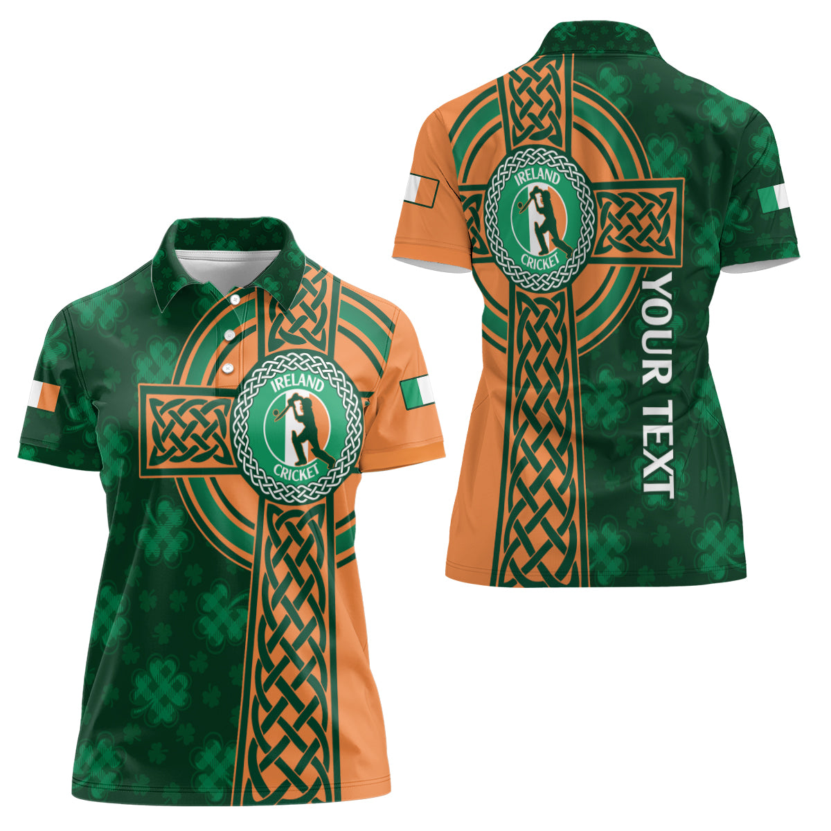Custom Ireland Cricket Women Polo Shirt 2024 Celtic Shamrock Go Champions - Wonder Print Shop