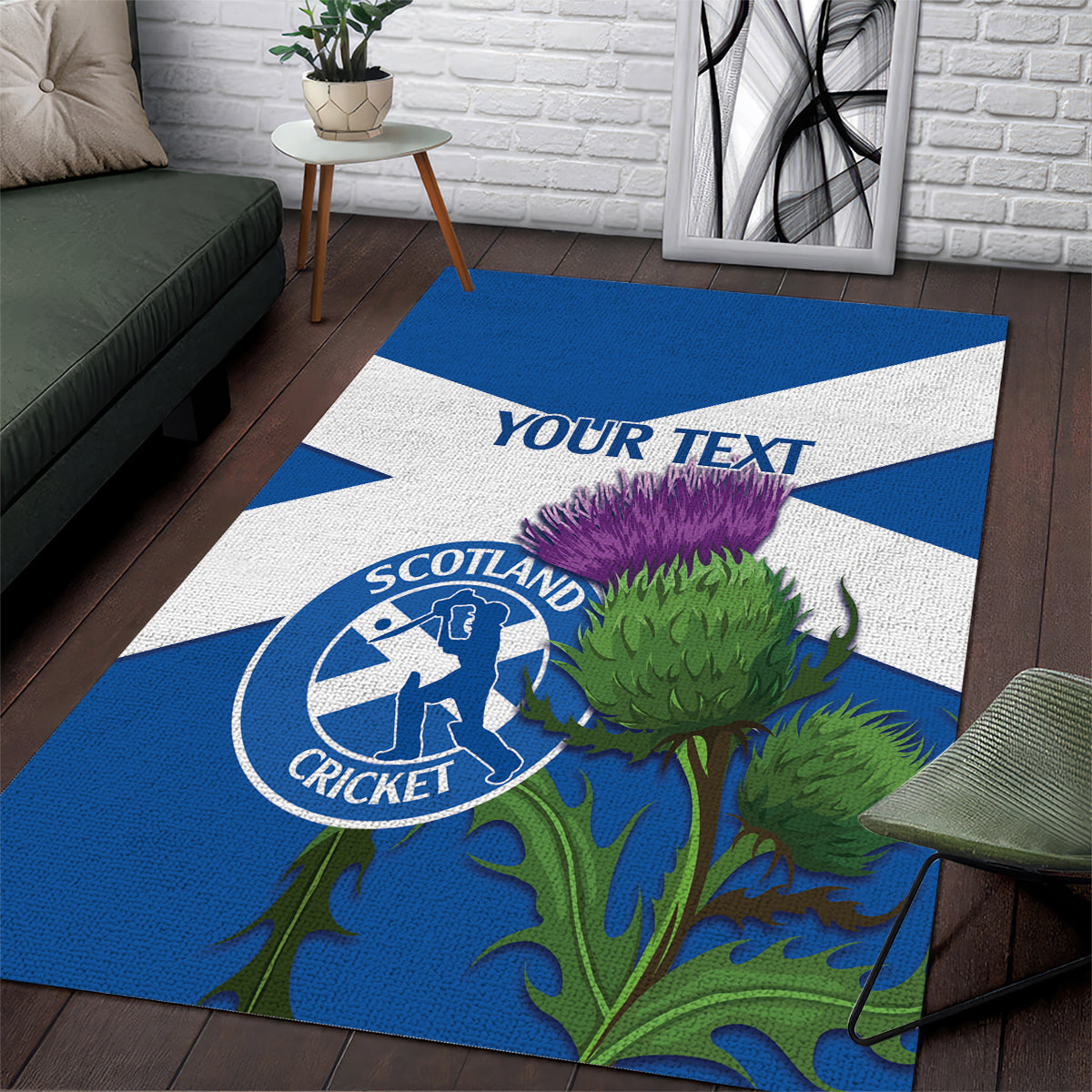 Custom Scotland Cricket Area Rug 2024 Scottish Thistle Flag Style - Wonder Print Shop
