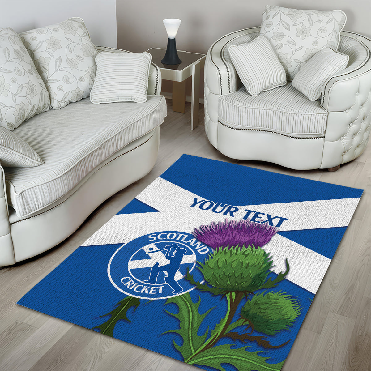 Custom Scotland Cricket Area Rug 2024 Scottish Thistle Flag Style - Wonder Print Shop