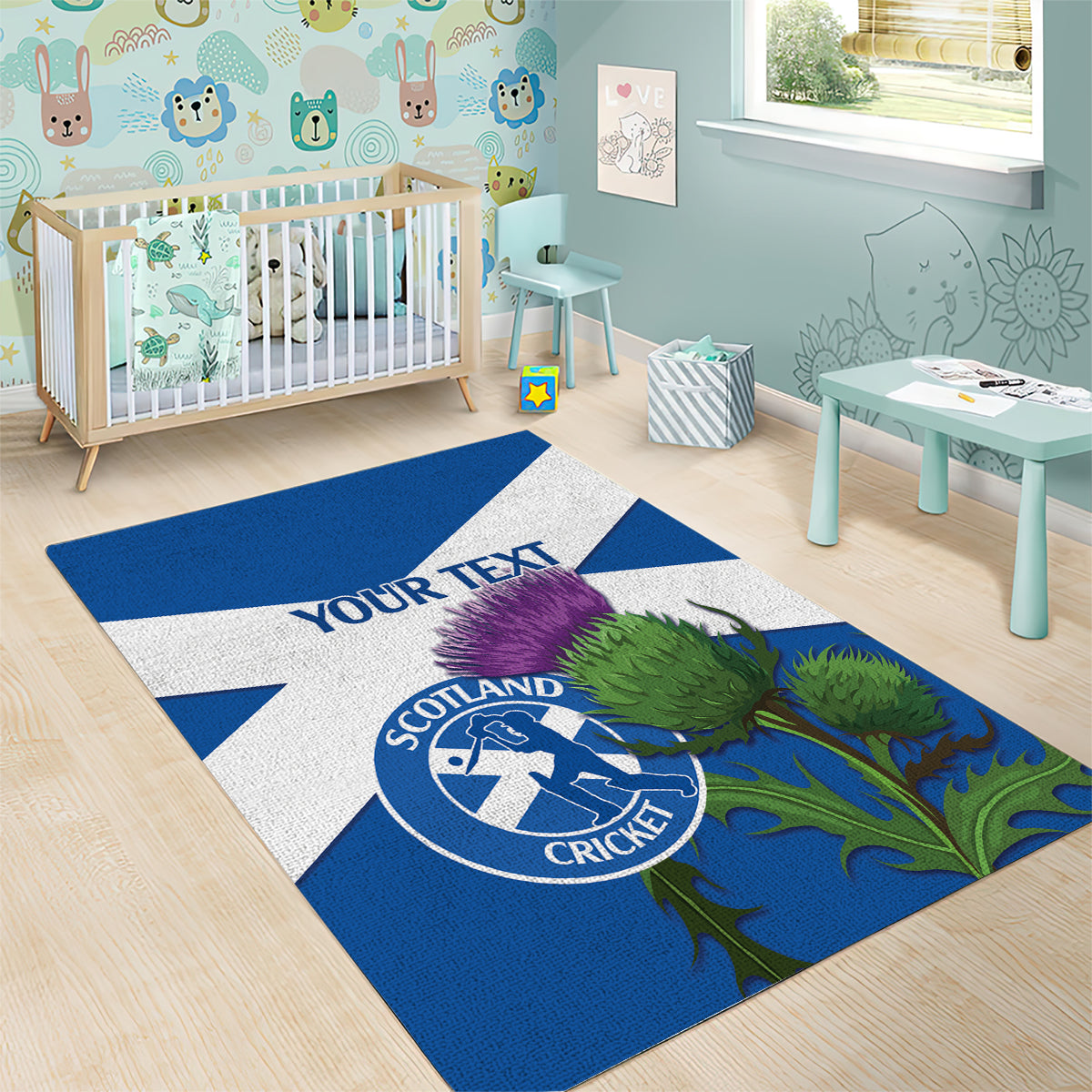 Custom Scotland Cricket Area Rug 2024 Scottish Thistle Flag Style - Wonder Print Shop