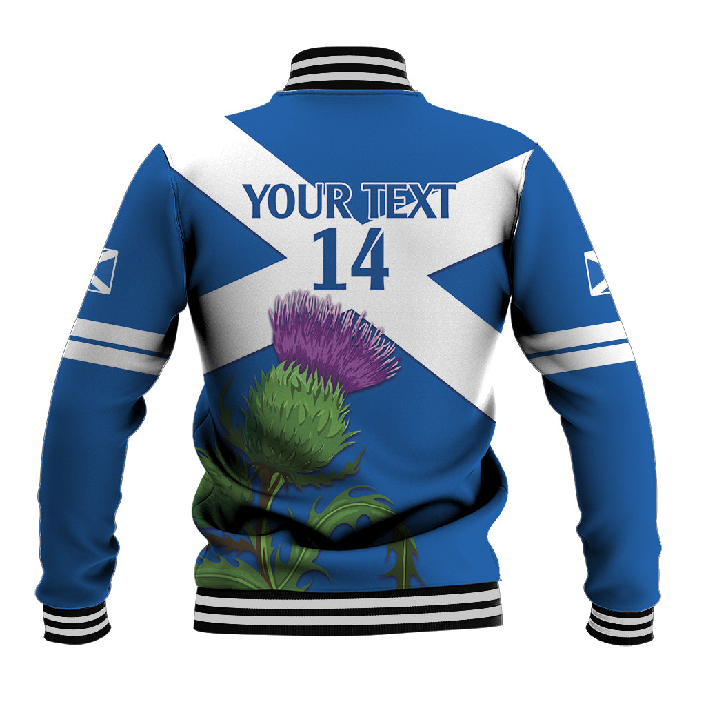Custom Scotland Cricket Baseball Jacket 2024 Scottish Thistle Flag Style - Wonder Print Shop