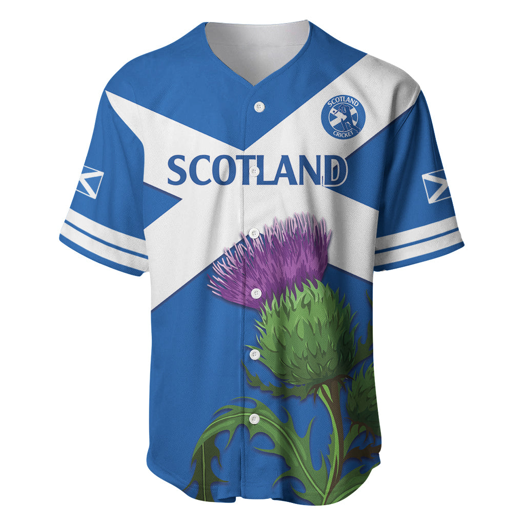 Custom Scotland Cricket Baseball Jersey 2024 Scottish Thistle Flag Style - Wonder Print Shop