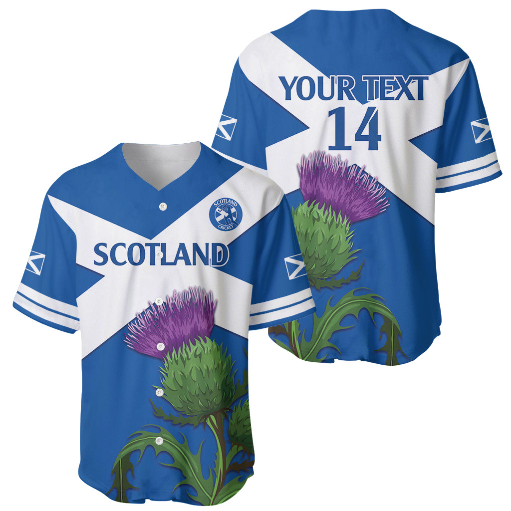 Custom Scotland Cricket Baseball Jersey 2024 Scottish Thistle Flag Style - Wonder Print Shop