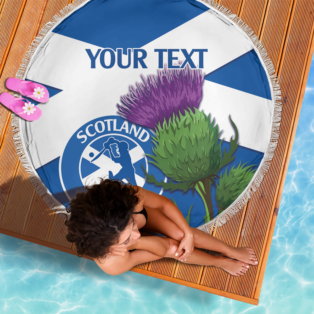 Custom Scotland Cricket Beach Blanket 2024 Scottish Thistle Flag Style - Wonder Print Shop
