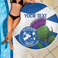 Custom Scotland Cricket Beach Blanket 2024 Scottish Thistle Flag Style - Wonder Print Shop