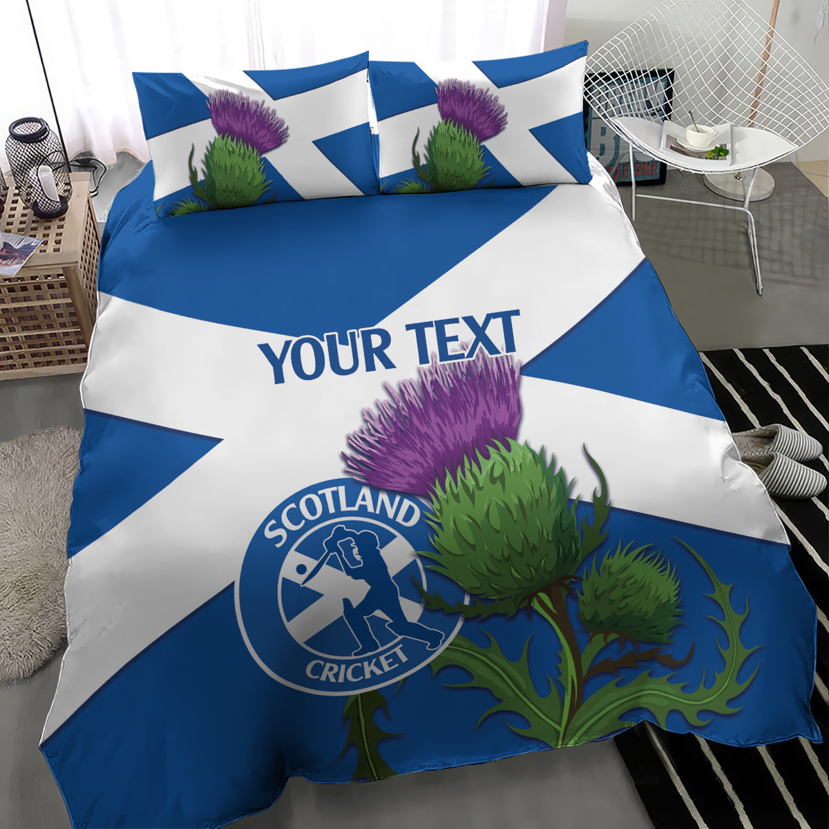 Custom Scotland Cricket Bedding Set 2024 Scottish Thistle Flag Style - Wonder Print Shop