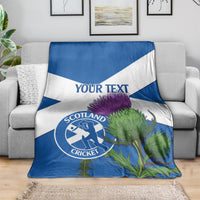 Custom Scotland Cricket Blanket 2024 Scottish Thistle Flag Style