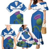 Custom Scotland Cricket Family Matching Mermaid Dress and Hawaiian Shirt 2024 Scottish Thistle Flag Style - Wonder Print Shop