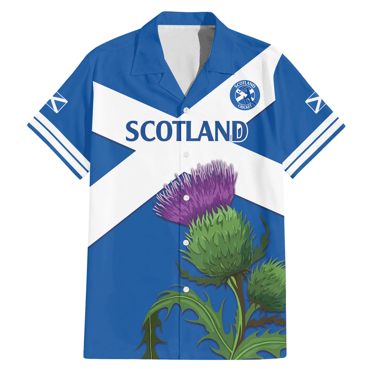 Custom Scotland Cricket Family Matching Mermaid Dress and Hawaiian Shirt 2024 Scottish Thistle Flag Style - Wonder Print Shop