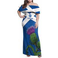 Custom Scotland Cricket Family Matching Off Shoulder Maxi Dress and Hawaiian Shirt 2024 Scottish Thistle Flag Style - Wonder Print Shop
