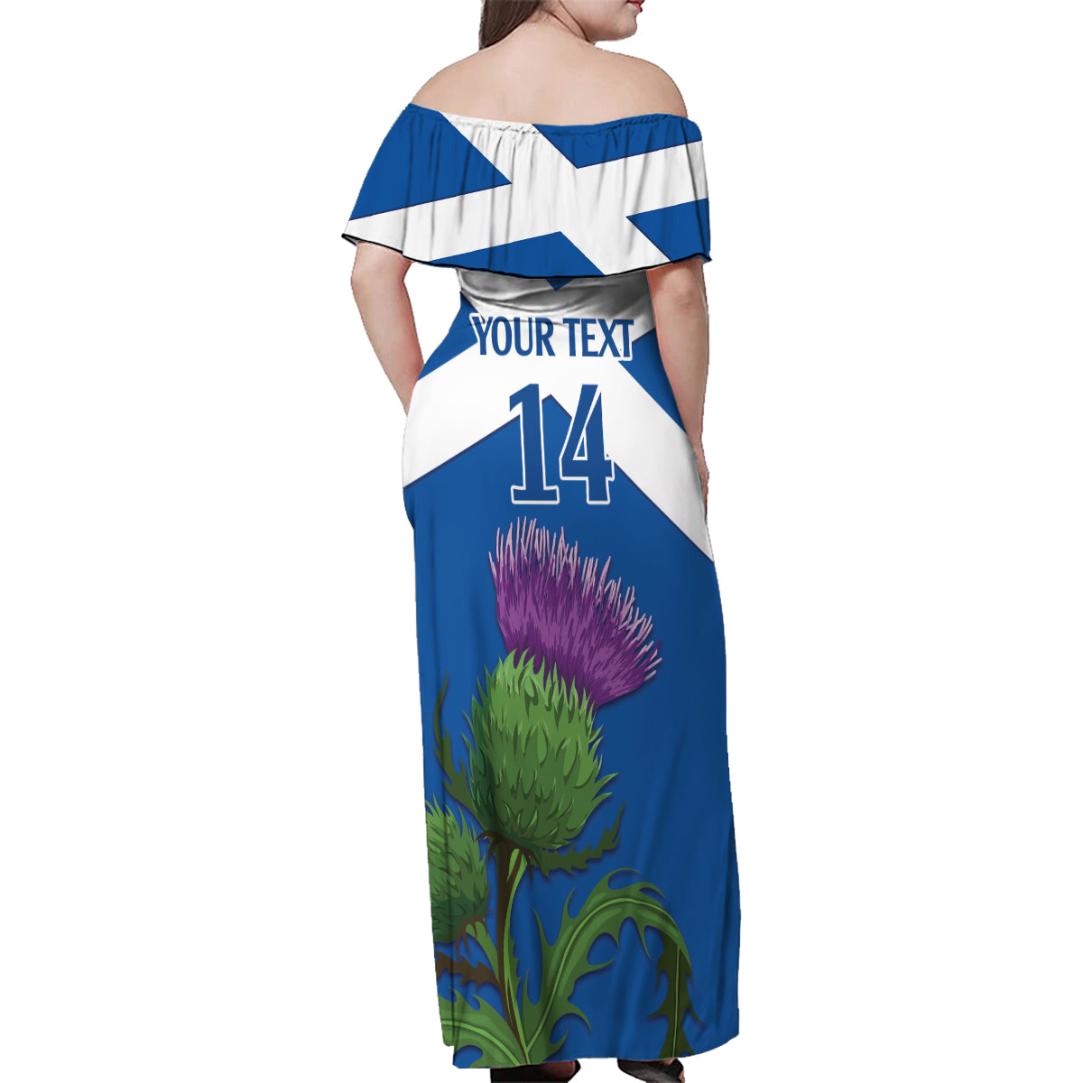 Custom Scotland Cricket Family Matching Off Shoulder Maxi Dress and Hawaiian Shirt 2024 Scottish Thistle Flag Style - Wonder Print Shop