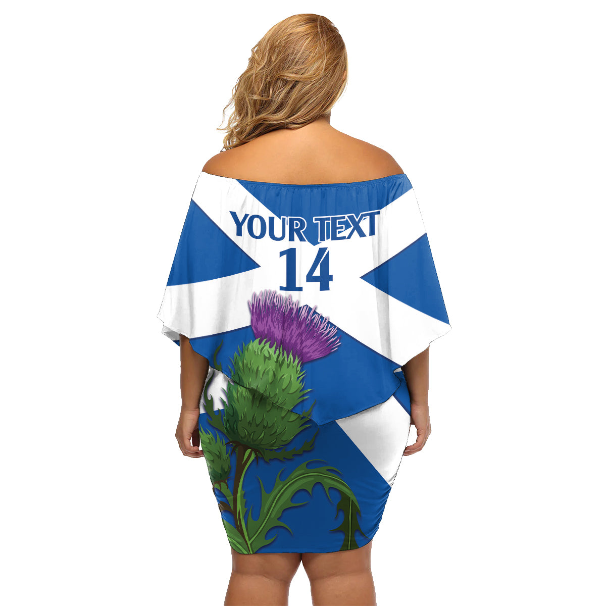 Custom Scotland Cricket Family Matching Off Shoulder Short Dress and Hawaiian Shirt 2024 Scottish Thistle Flag Style - Wonder Print Shop