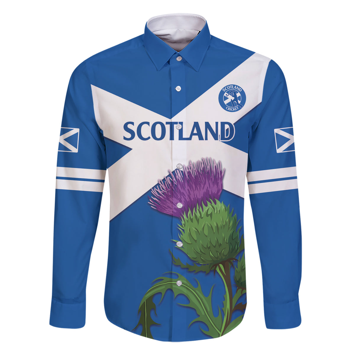 Custom Scotland Cricket Family Matching Short Sleeve Bodycon Dress and Hawaiian Shirt 2024 Scottish Thistle Flag Style - Wonder Print Shop