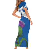 Custom Scotland Cricket Family Matching Short Sleeve Bodycon Dress and Hawaiian Shirt 2024 Scottish Thistle Flag Style - Wonder Print Shop
