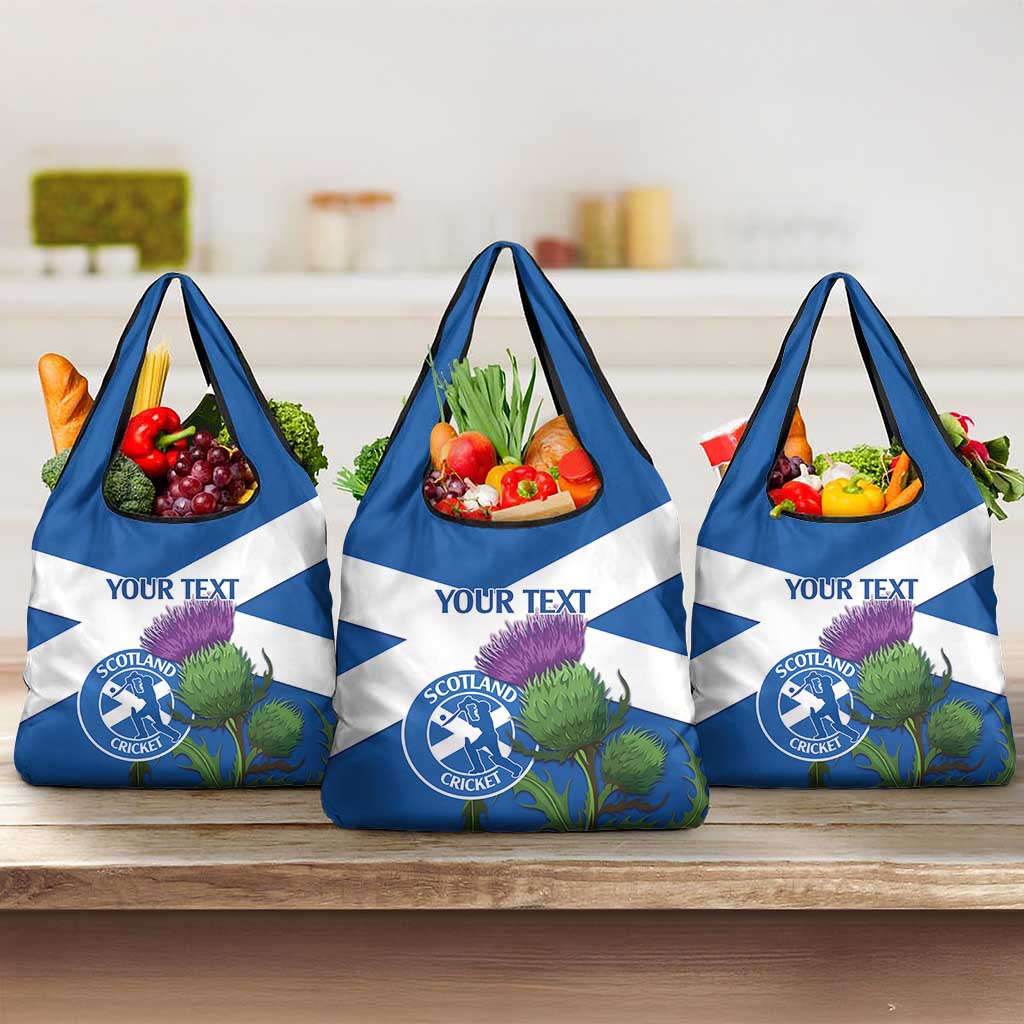 Custom Scotland Cricket Grocery Bag Scottish Thistle Flag Style