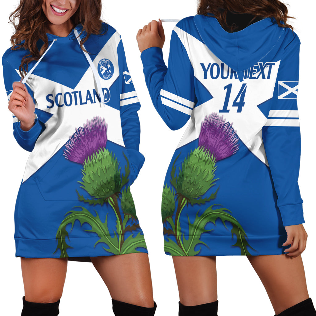 Custom Scotland Cricket Hoodie Dress 2024 Scottish Thistle Flag Style - Wonder Print Shop