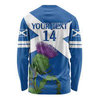 Custom Scotland Cricket Long Sleeve Shirt 2024 Scottish Thistle Flag Style - Wonder Print Shop