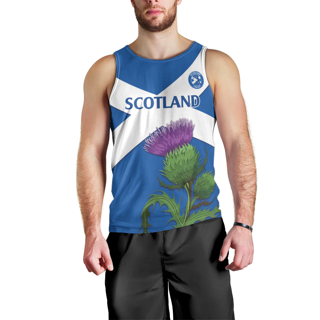Custom Scotland Cricket Men Tank Top 2024 Scottish Thistle Flag Style - Wonder Print Shop