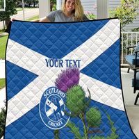 Custom Scotland Cricket Quilt 2024 Scottish Thistle Flag Style - Wonder Print Shop