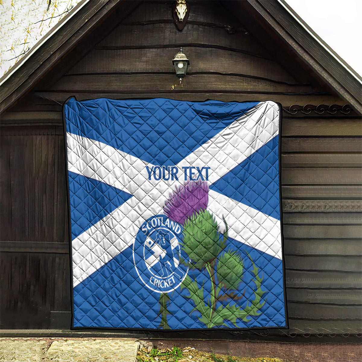Custom Scotland Cricket Quilt 2024 Scottish Thistle Flag Style - Wonder Print Shop