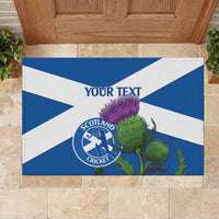 Custom Scotland Cricket Rubber Doormat 2024 Scottish Thistle Flag Style - Wonder Print Shop