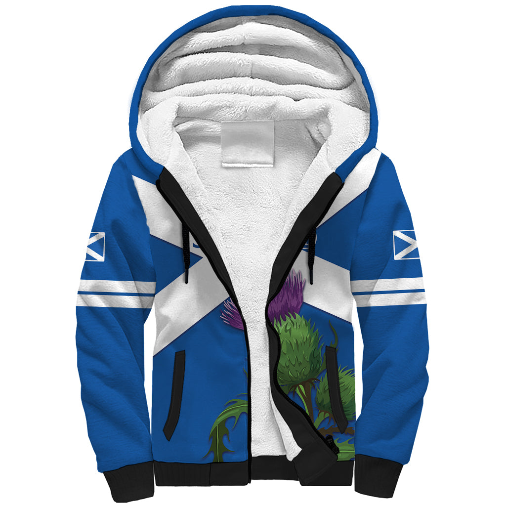 Custom Scotland Cricket Sherpa Hoodie 2024 Scottish Thistle Flag Style - Wonder Print Shop