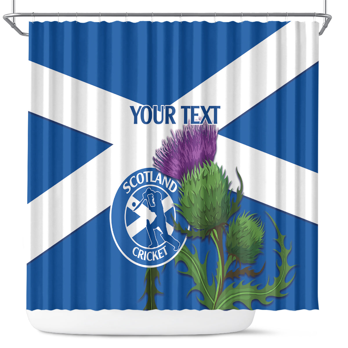 Custom Scotland Cricket Shower Curtain 2024 Scottish Thistle Flag Style