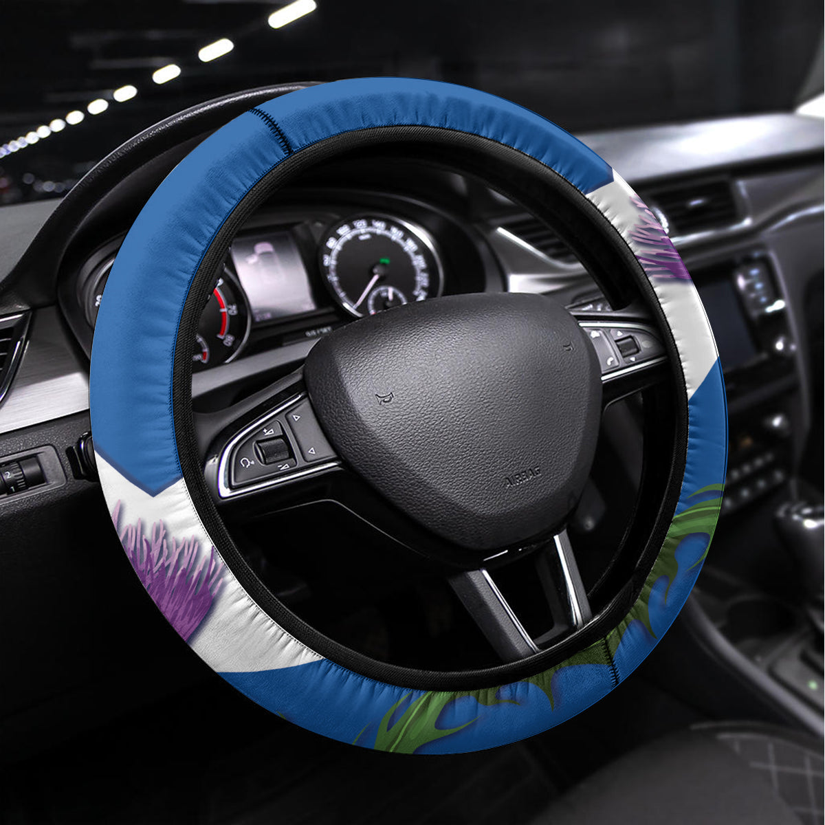 Scotland Cricket Steering Wheel Cover 2024 Scottish Thistle Flag Style - Wonder Print Shop