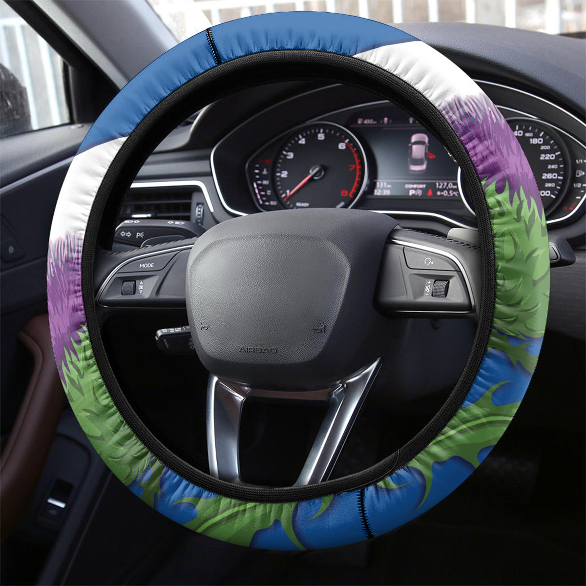Scotland Cricket Steering Wheel Cover 2024 Scottish Thistle Flag Style - Wonder Print Shop